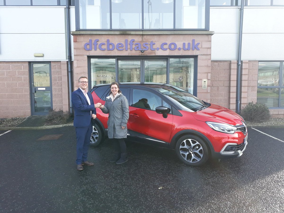 DFCBelfast's tweet photo. Lisa Hill collecting her new Renault Captur GT Line from Ryan our #PCH Specialist. Enjoy your new vehicle Lisa, from all of us at DFC!

For a great deal on any other model, please give Ryan a call on 028 9073 4222 or email ryan@dfcbelfast.co.uk #CarLeasing #BelfastHour https://t.co/rhljWR6Hnu