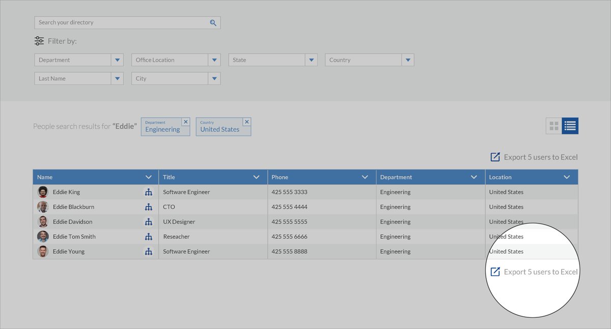 Live Directory now supports export to #MSExcel #employeedirectory #corporatedirectory #companydirectory #Office365 hubs.ly/H0gjSbL0