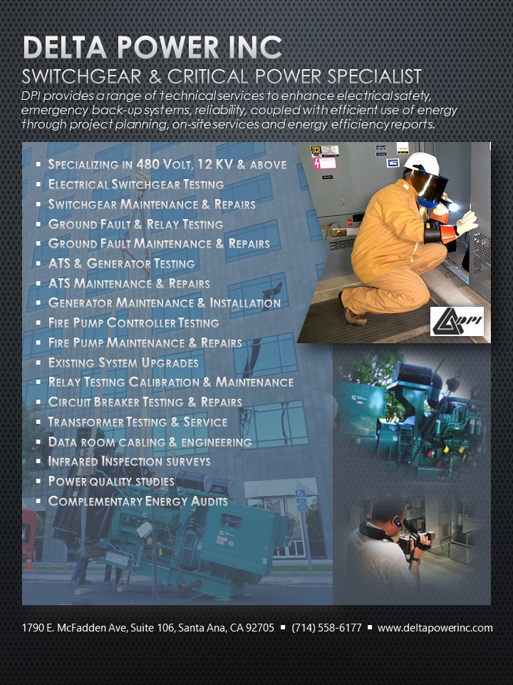 DeltaPowerInc's tweet photo. #DTLA #LA #OC #Irvine #Tustin #SanDiego #LosAngeles #OrangeCounty #InlandEmpire #BOMA #IFMA #OCRIMS #LARIMS #Facilities #Maintenance #SD #Ventura #LB #LongBeach #CBRE #CRE #SoCal #Newport #Buildings #Electrical #Testing #Safety #CriticalPower #ATS #UPS #Generators #Engineering https://t.co/oaZfKOtpVN