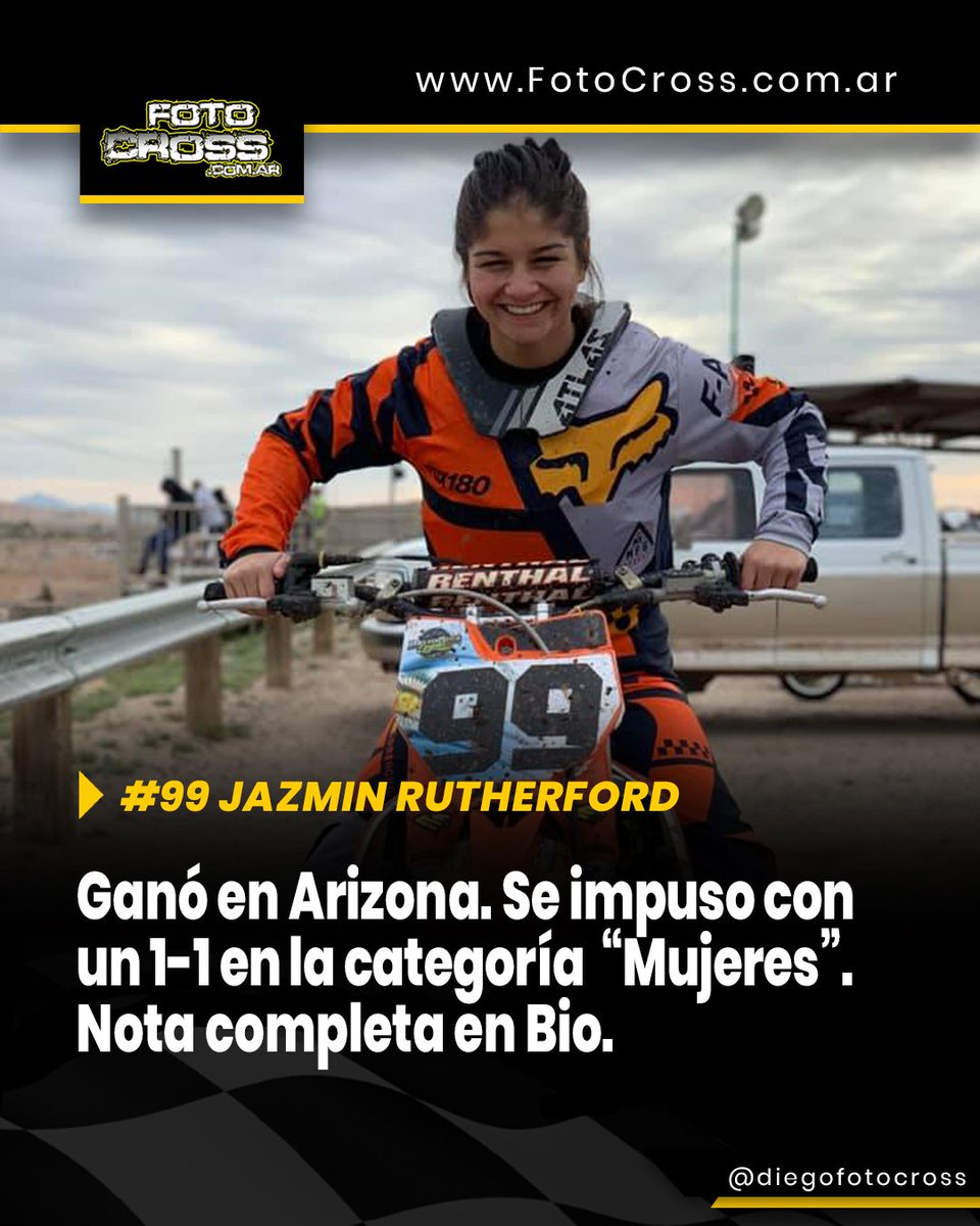 #99 JAZMIN RUTHERFORD @jazmin_rutherford99 
La flamante Subcampeona Nacional Argentina de Motocross (WMX), Jazmín Rutherford, compitió el fin de semana en Arizona a bordo de una KTM.
Nota Completa:fotocross.com.ar/2019/02/11/jaz… 
fotocross.com.ar