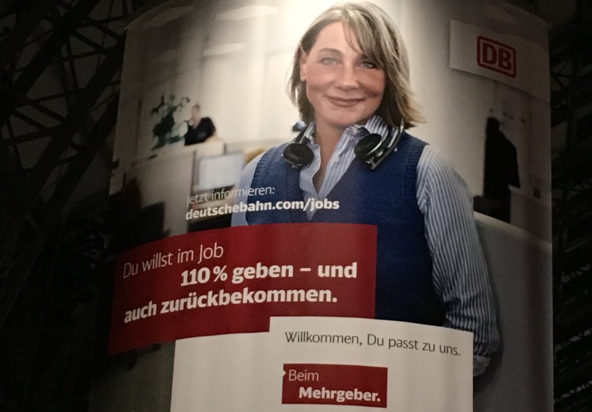 Glaube, wir sind im Spätkapitalismus angekommen, wenn man Arbeitnehmer damit ködern kann, dass Sie in einem Unternehmen 110% geben dürfen.