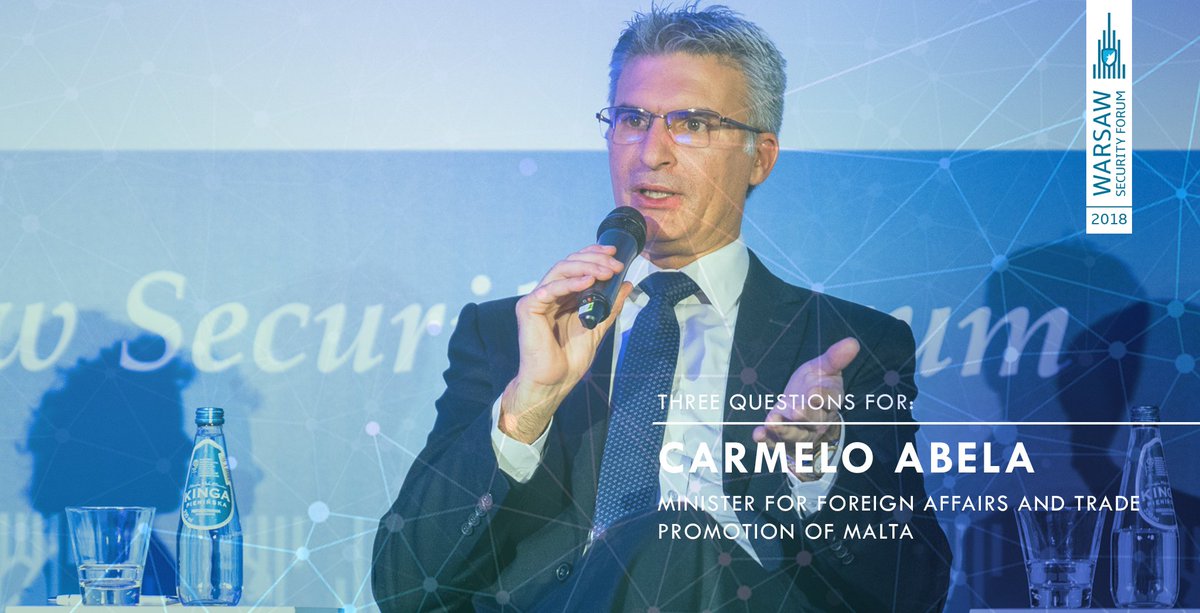 WarsawForum's tweet photo. Rather than focusing on which threat to Europe is the biggest, we should put substantial effort to tackling any threats together - watch #ThreeQuestionsFor Minister for Foreign Affairs and Trade Promotion of Malta🇲🇹 Carmelo Abela | Video here👉https://t.co/ZrwZOe3U6L https://t.co/quWVaohEwV