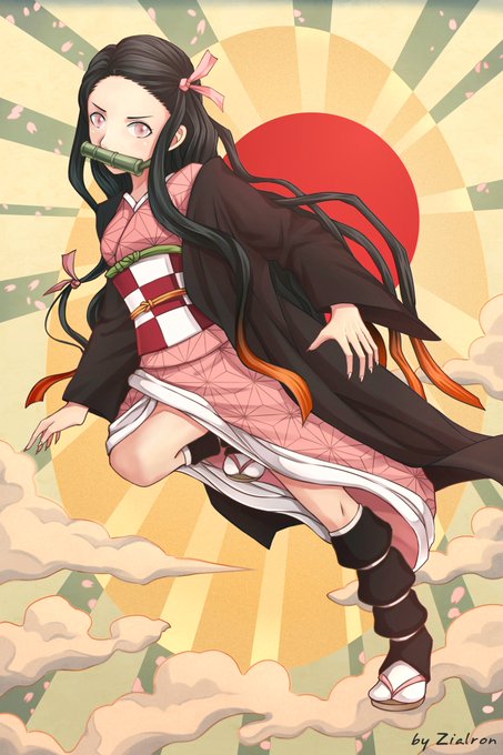 Zialron | open cmmsさんがTwitterに投稿した竈門禰豆子(鬼滅の刃)のイラスト。