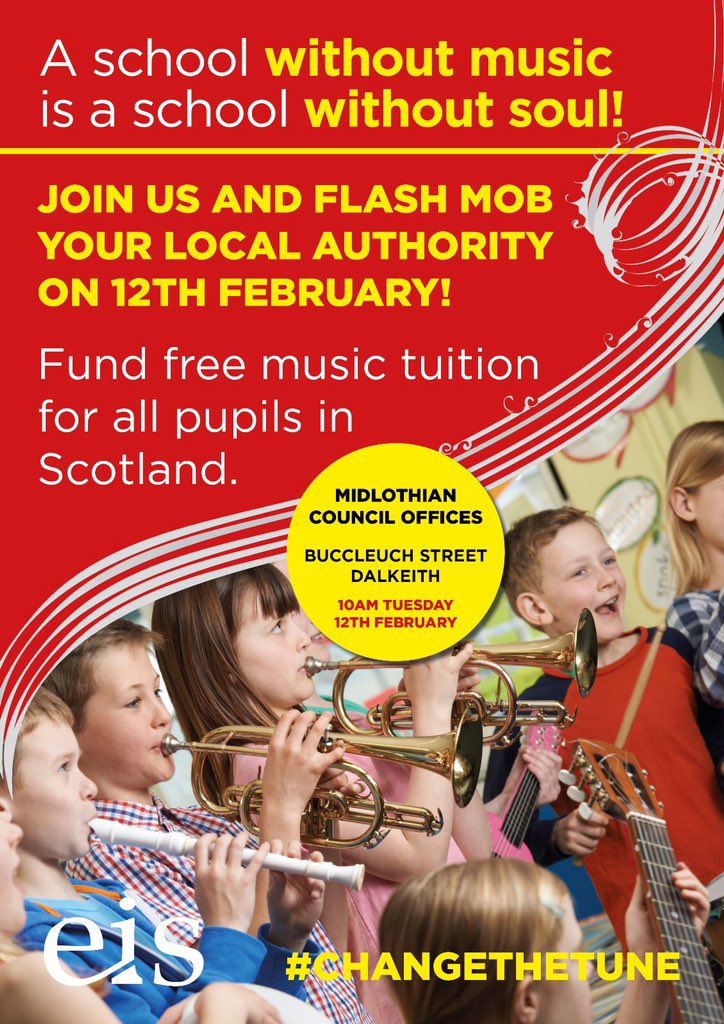 Get down there tomorrow people, those in Edinburgh (and further) who maybe fancy a daytrip to Dalkeith, now's the time!  Don't let <a href="/midgov/">Midlothian Council</a> set a precedent of taking music tuiition from schools. #savemidlothianmusictuition