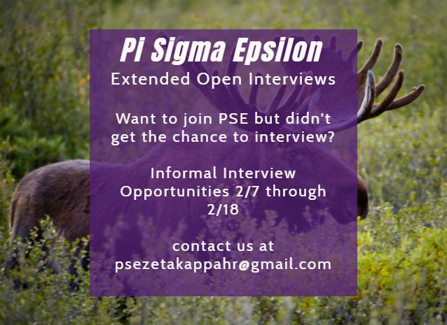 Last Chance! Pi Sigma Epsilon is holding open interviews this week. Contact psezetakappahr@gmail.com to schedule an interview or to learn more.
