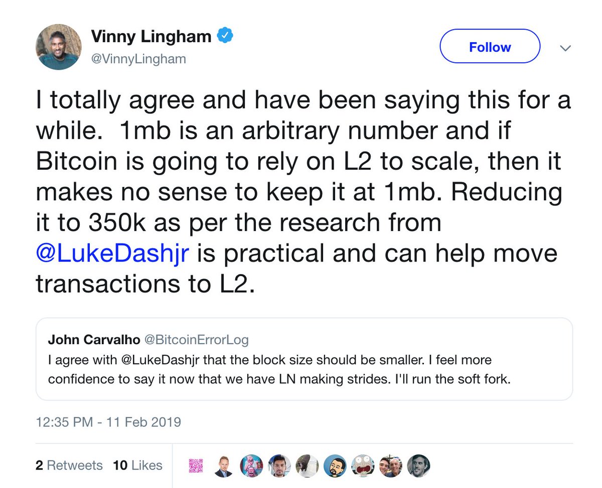 MartyBent's tweet image. What a snake. Vinny was one of the biggest proponents of SegWit2x and the New York Agreement. Now he's campaigning for smaller blocks. A true opportunist.