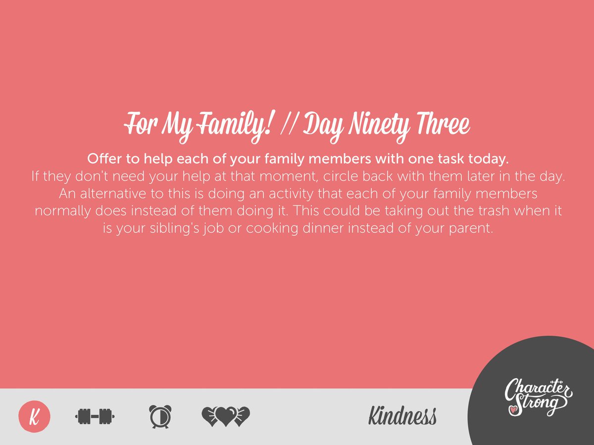 CharacterStrong's tweet photo. Tomorrow morning challenge your students to do something kind for each one of their family members. Let's help our students #makekindnessnormal by practicing small acts of kindness each day. #14daysofkindness https://t.co/aSagoJY2Rn
