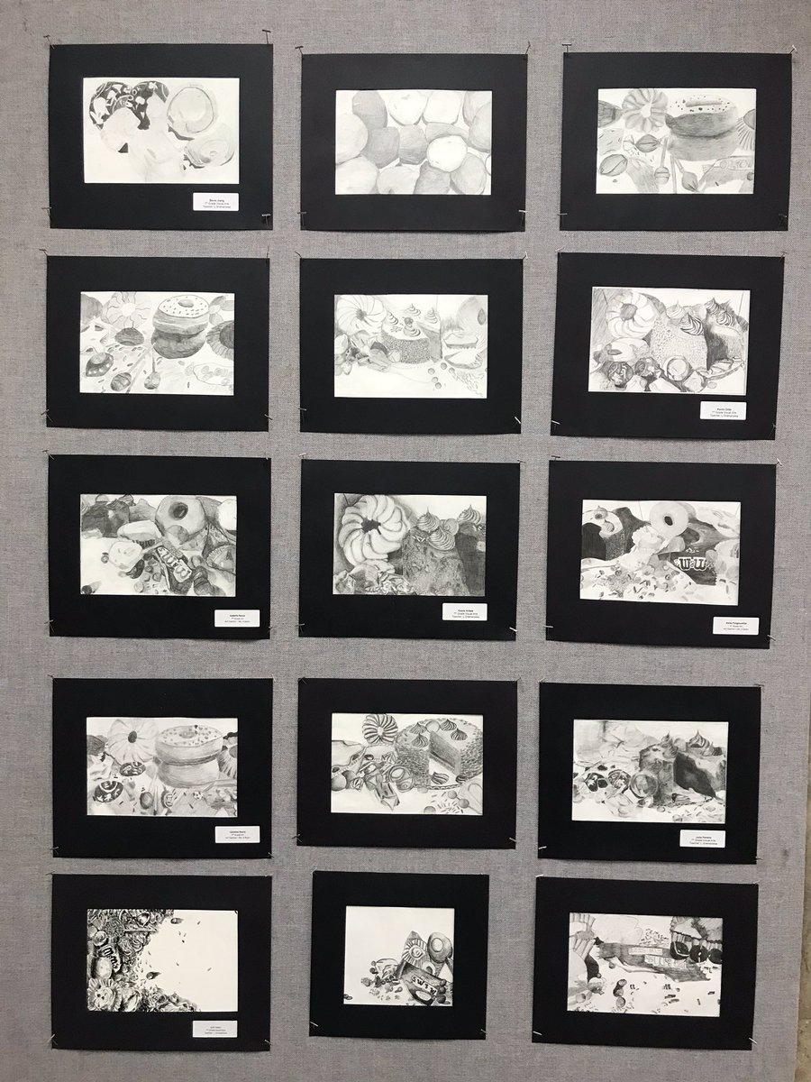 LGramarossa_ART's tweet photo. On display in the #Howitt lobby: Candy still-life drawings made by our amazing g7 Ss! @jcapassoART and A.Byers https://t.co/uELAoajWP6
