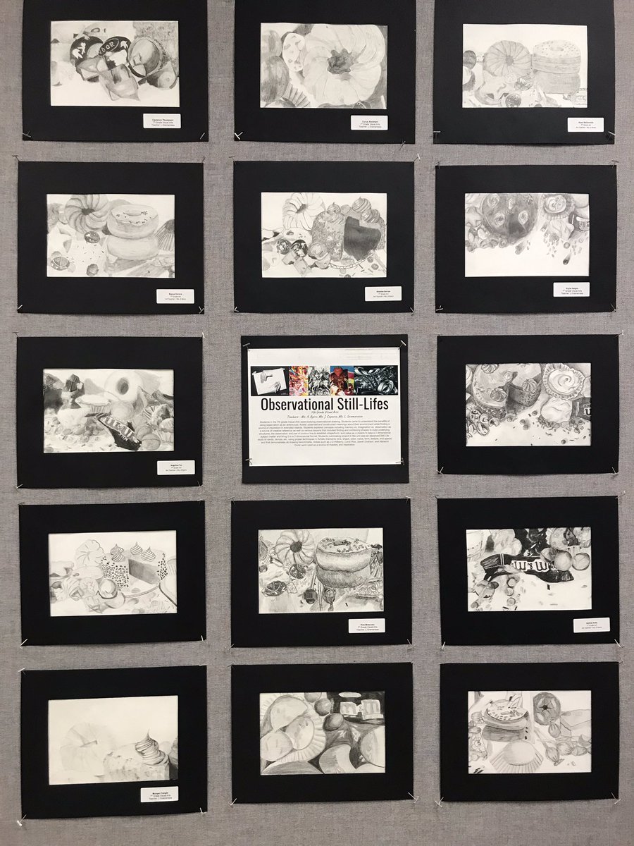 LGramarossa_ART's tweet photo. On display in the #Howitt lobby: Candy still-life drawings made by our amazing g7 Ss! @jcapassoART and A.Byers https://t.co/uELAoajWP6