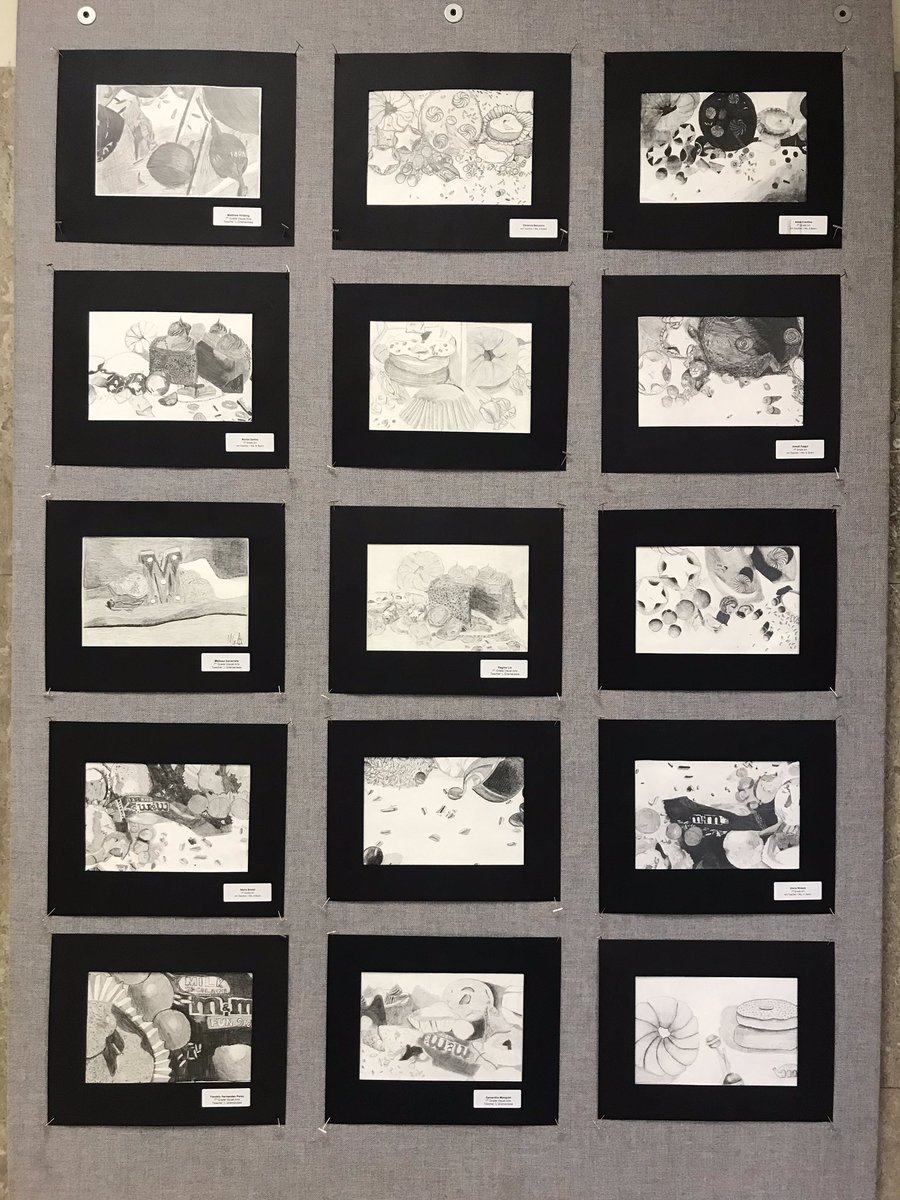 LGramarossa_ART's tweet photo. On display in the #Howitt lobby: Candy still-life drawings made by our amazing g7 Ss! @jcapassoART and A.Byers https://t.co/uELAoajWP6
