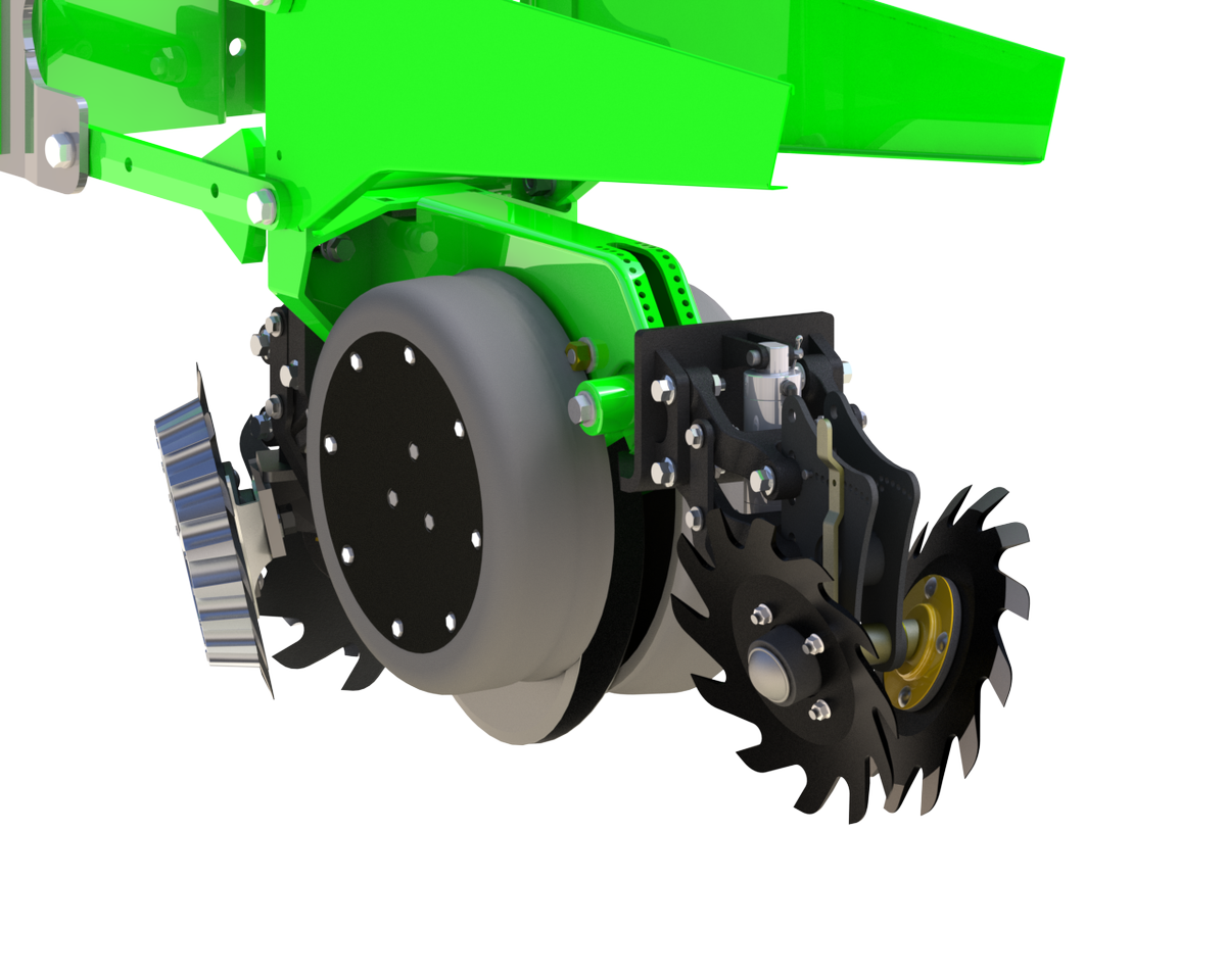 Sneak Peek of our New CCR Closing System.  Adjustable "Toe In" helps move soil toward seed. Parallel Link maintains optimum wheel stance over undulating ground. Uses Smart Clean Cylinder for down force 
#NFMS Booth 7167 Limited Release for 2019 Patent Pending