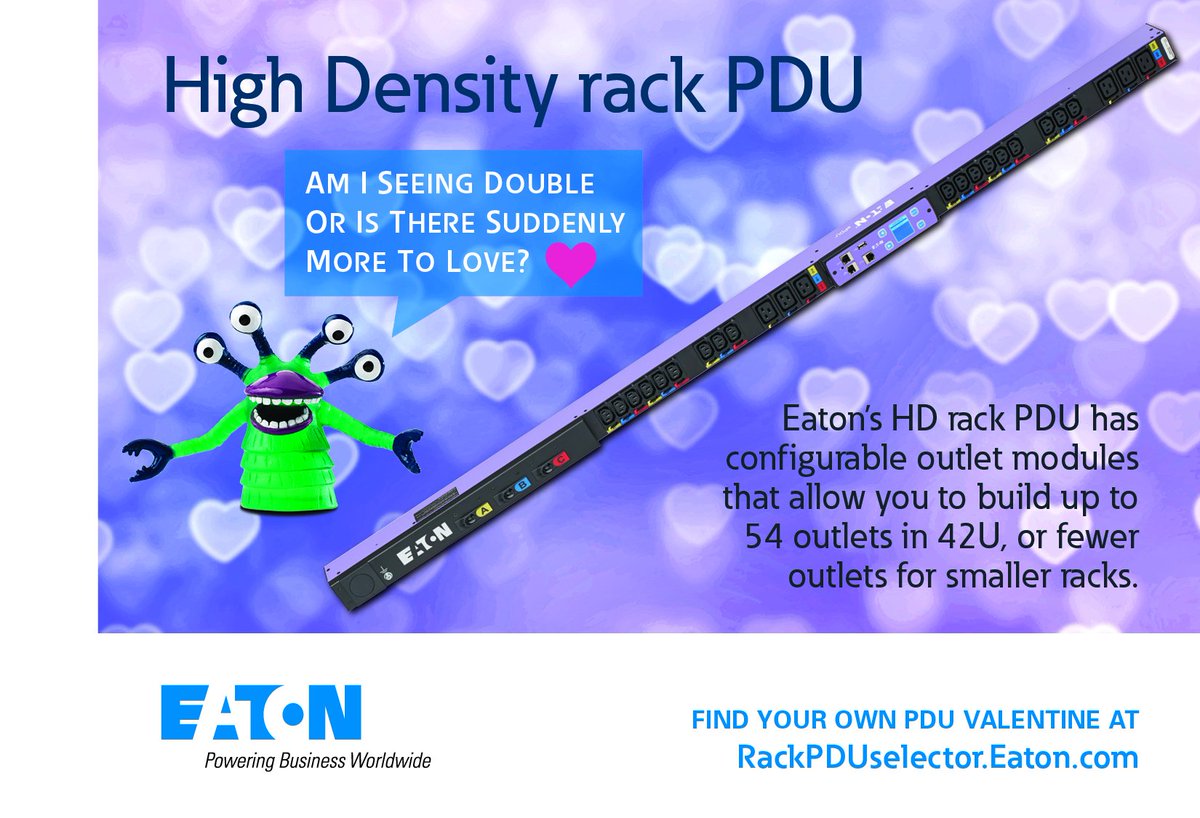 SwitchOnEaton's tweet image. Our newest HD #rackPDU features configurable outlet modules that allow for greater flexibility. Find your own PDU Valentine at rackPDUselector.Eaton.com #powerdistributionunit