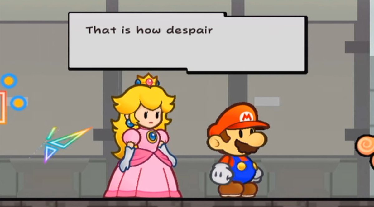 // Did you know?  Junko Enoshima made a brief cameo in Super Paper Mario, though she was just barely off-screen.