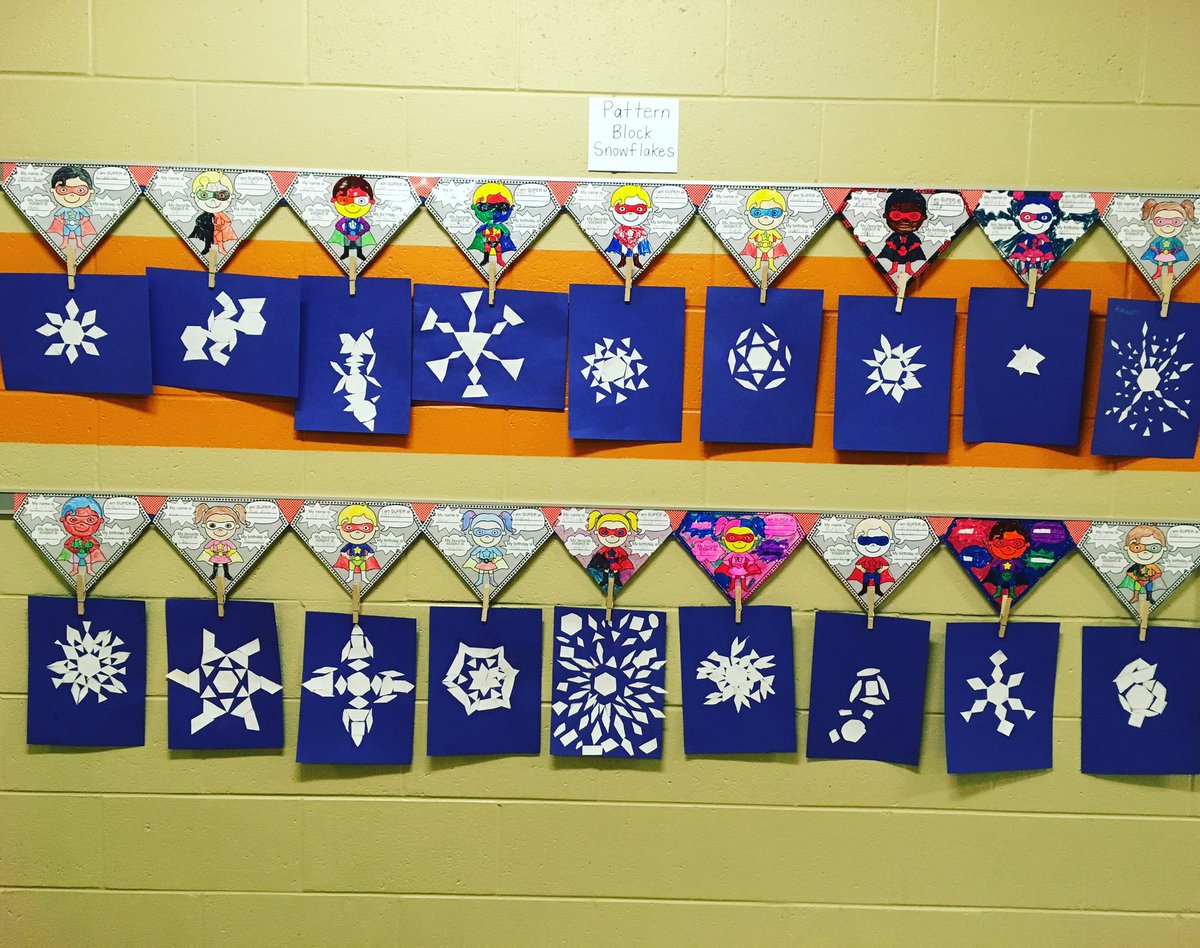 kelsey_hester's tweet image. First attempt ever making pattern block snowflakes was a success! ❄️ #secondgradeart @XeniaTecumseh @XeniaSchools