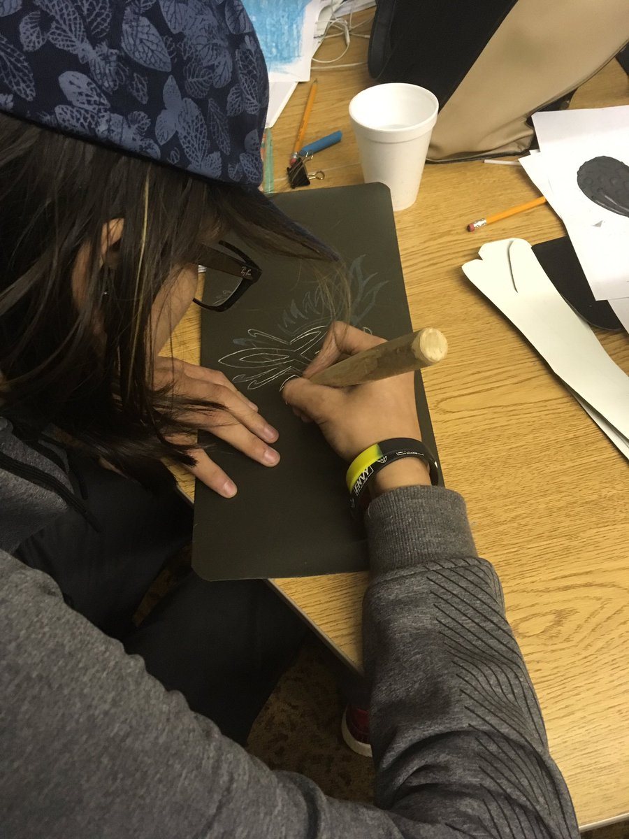 SHAE students are exploring what the Two Row Wampum means to them through carving recycled aluminum. The Behind the Two Row Project will be shown at the AGH later this year!