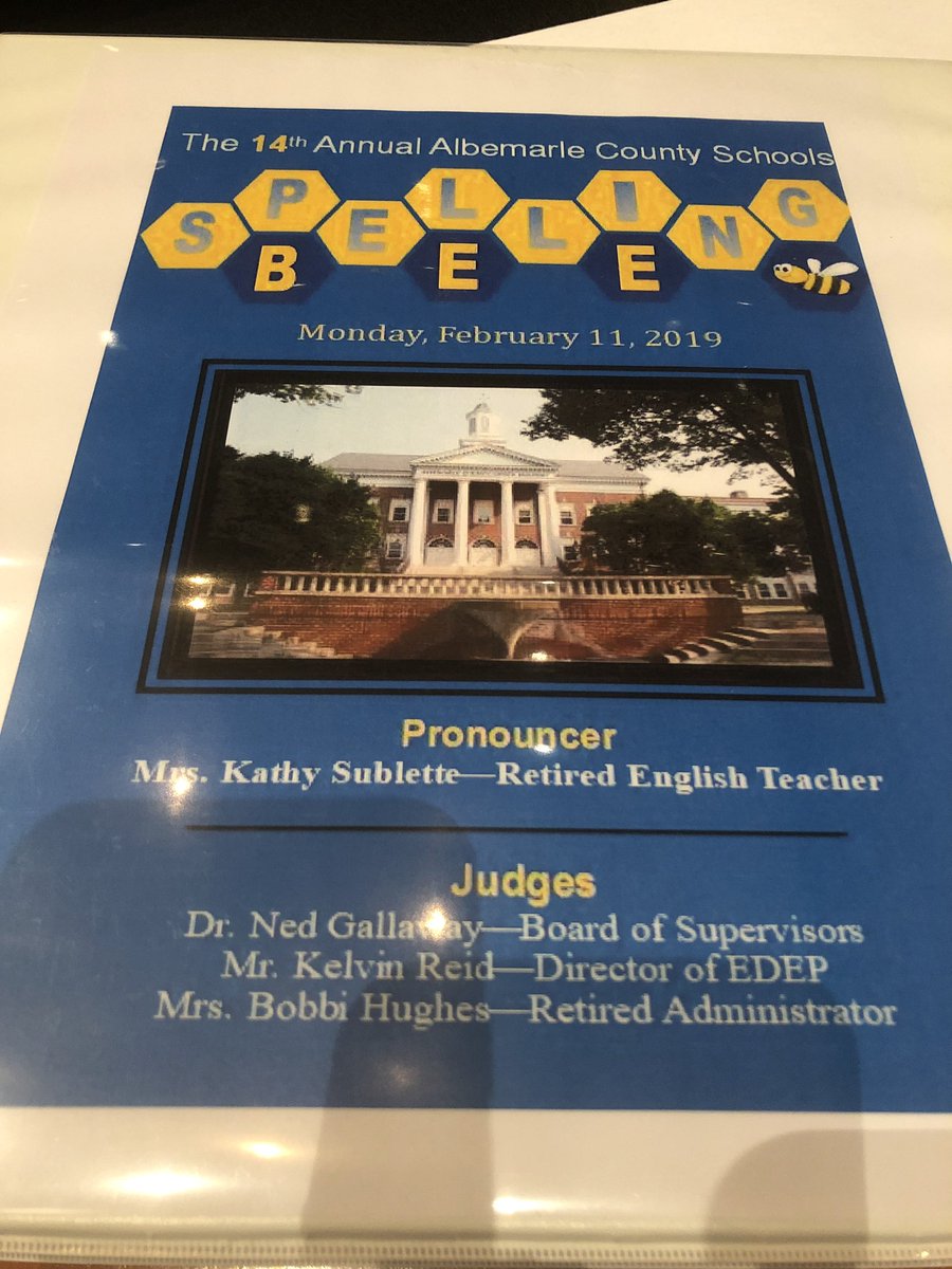 Ned L. Gallaway (@ned4albemarle) on Twitter photo It’s a spelling contest!! Good luck to all of the students!!! ACPS Spelling Bee! <a href="/AlbemarleCounty/">County of Albemarle</a> <a href="/k12albemarle/">AlbemarleCountySchls</a> It’s a spelling contest!! Good luck to all of the students!!! ACPS Spelling Bee! <a href="/AlbemarleCounty/">County of Albemarle</a> <a href="/k12albemarle/">AlbemarleCountySchls</a>