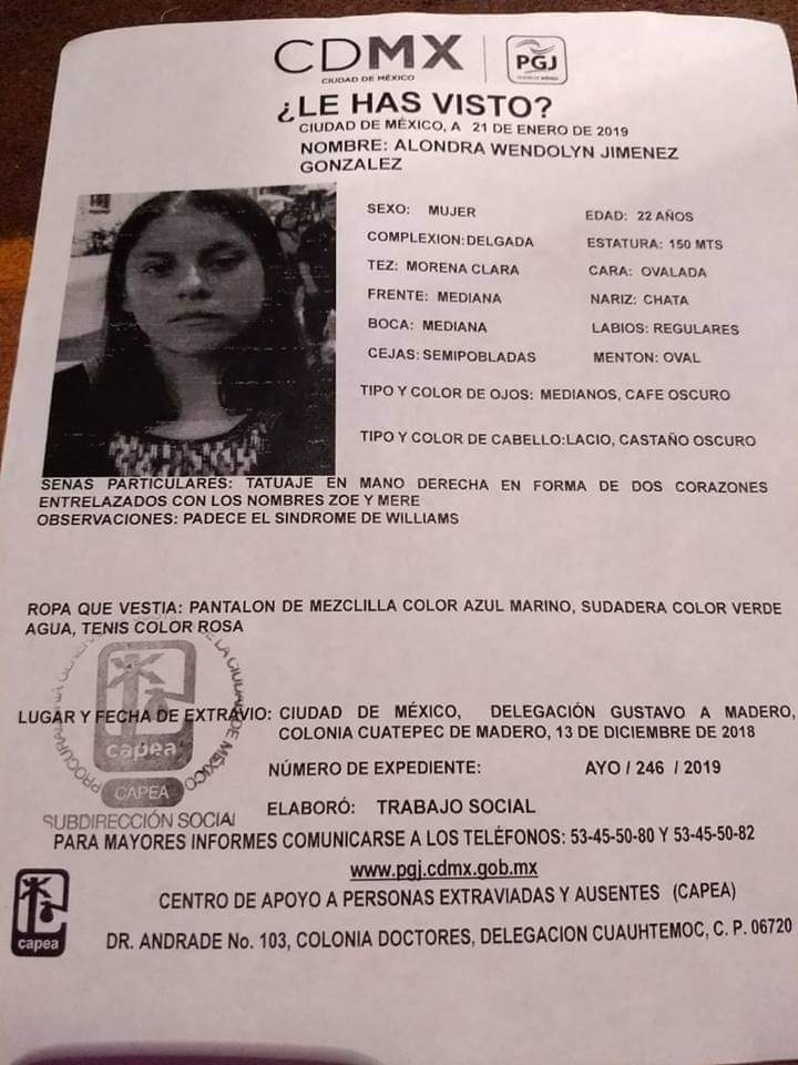 DHLabMx's tweet photo. #NiUnaMás ⏩ Alondra Wendolyn Jiménez González, #desaparecida 

🔼 Como miles de niñas y #mujeres en #México, que deben vivir libres de #violencia

RT #ParaVolverACasa: @inmujeres
@GabrielaRodr108 
@InMujeresGDL
 #PERIODISTA
@angelnegro2x68 
@noranor2014 
@DialogosCanal11 https://t.co/0iw3ur6yOp