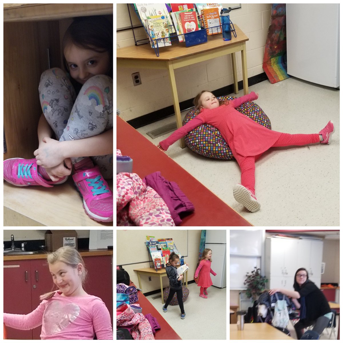 k4kpilotbutte's tweet photo. The many wacky poses of janitors closet! We had a blast playing games together on this snowy afternoon! #StillAsStatues #K4KGoesWild https://t.co/a21OFULkEv