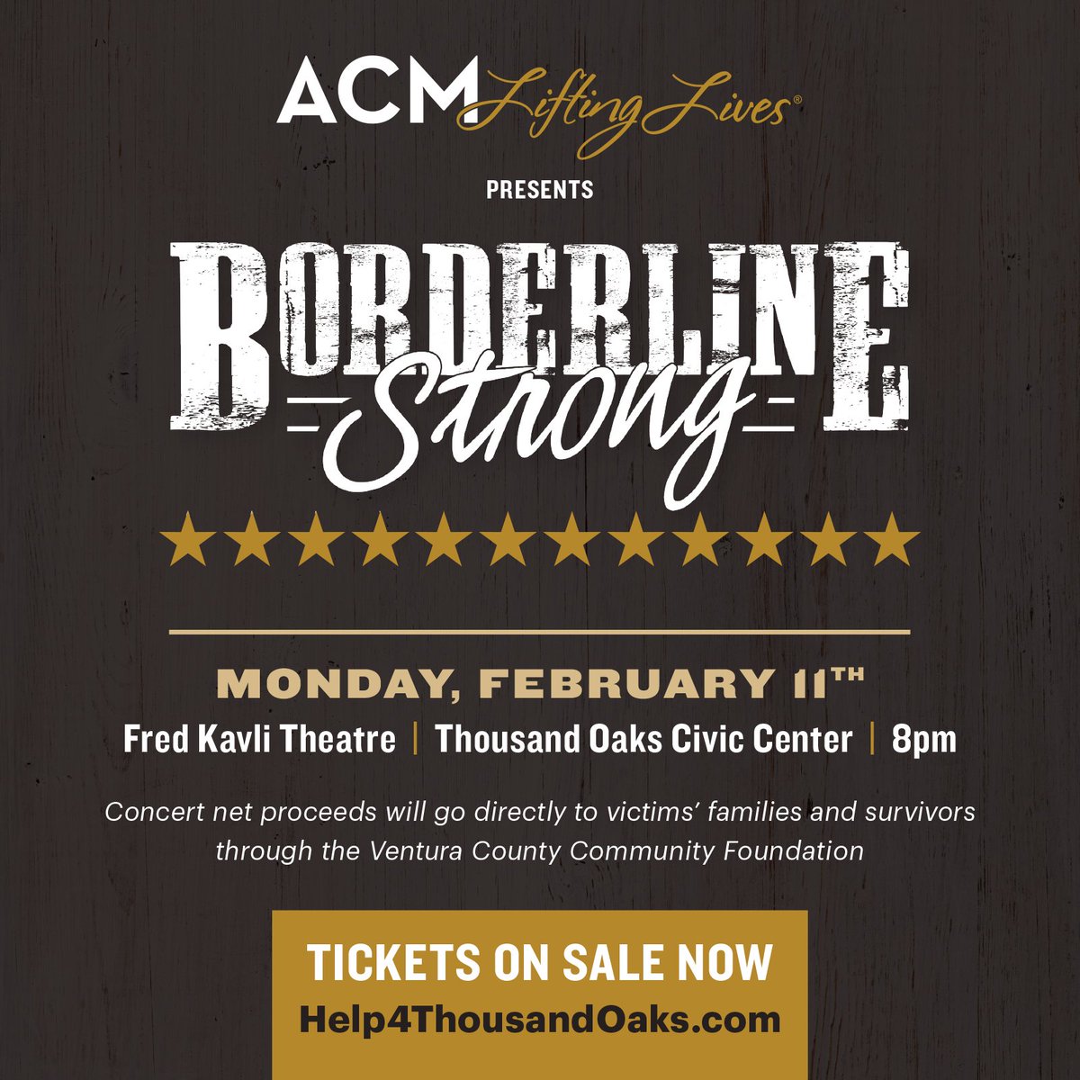 My friends at #ACMLiftingLives are having a benefit concert #BorderlineStrong, dedicated to support those affected by the tragedy in Thousand Oaks, CA.  Please show your support by attending tonight or donate now at Help4ThousandOaks.com. #LoveWins