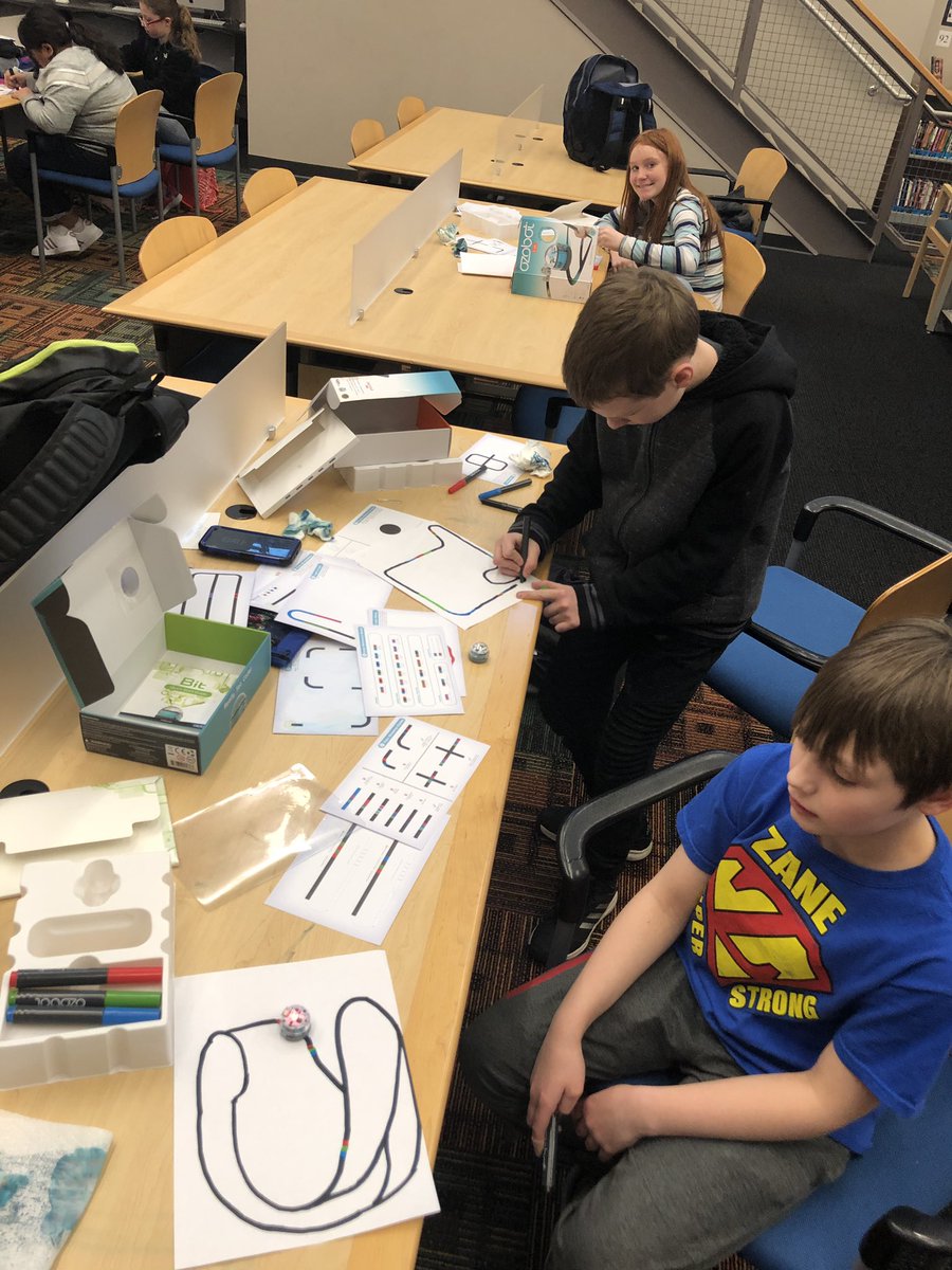 Ozobot coding today in the CPMS LMC! #warriorscode