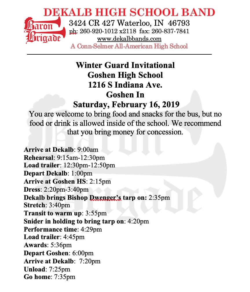 DekalbBands's tweet photo. The following information is for WG! If you can, get to Goshen and support these AWESOME young ladies and gentlemen! Also, there is a note from Brittany. The winter guard family needs some additional help. Please let her know if you are available. #fairies #family #theylookgreat https://t.co/Prm50FNJfx