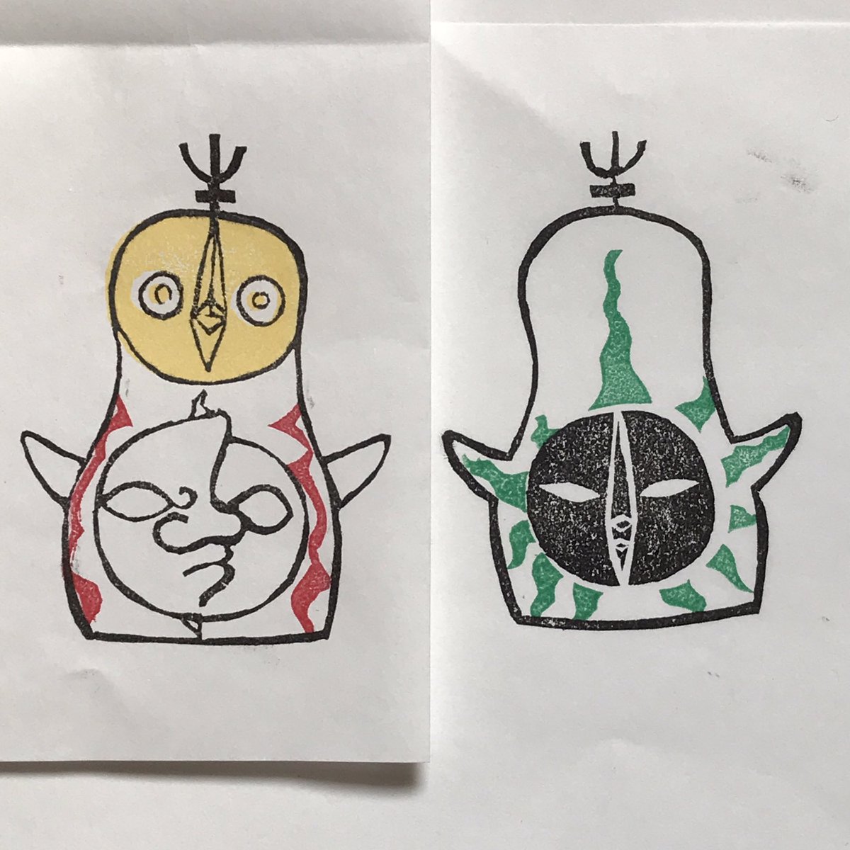 消しゴムはんこ
太陽の塔の背中です。
先日の前面と合わせて完成です！
#消しゴムはんこ 
#消しゴムハンコ
#太陽の塔
#eraserstamp 
#stamp
#かわいい
#kawaii