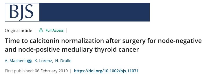 ANZESx's tweet photo. Calcitonin can take many weeks to normalise after surgery for #medullary #thryoid #cancer, important research from Martin Luther University and the University of Duisburg-Essen https://t.co/aVC5EZz4mK https://t.co/Y0baCy6Dm7