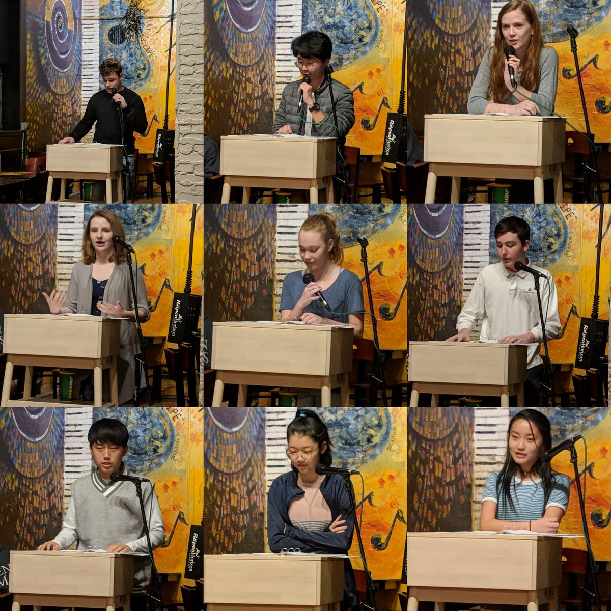 mepesek's tweet photo. I can think of only a few things more enjoyable than an evening in a café listening to young writers share their writing. Major kudos to these and all #allenacademy writers who got in front of the mic tonight. I am rejuvenated by your words. #AA9thEng @ncte https://t.co/PPLlxt1ReZ
