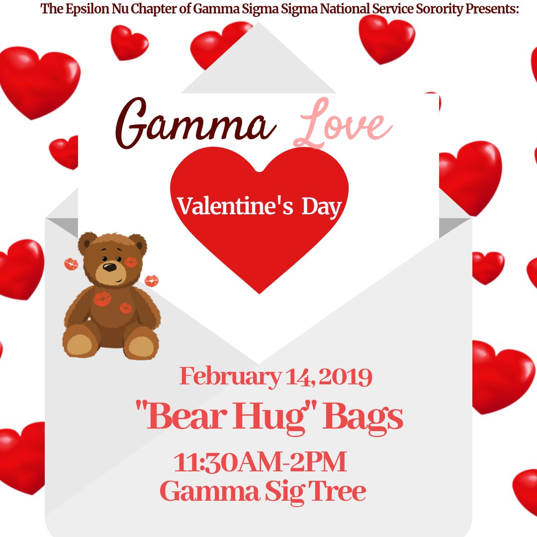 BCU_GammaSigs's tweet photo. Feeling left out on the Love  🥀 The Sigs got you covered ‼️  Gamma Love has Arrived 🥰 Wee will be giving “Bear Hugs” Bags🧸♥️ at the Gamma Sig plot from 11AM-2PM on Valentine’s Day 🤗#BCU #BCU19 #BCU20 #BCU21 #BCU22 https://t.co/4IcXt3B0jj