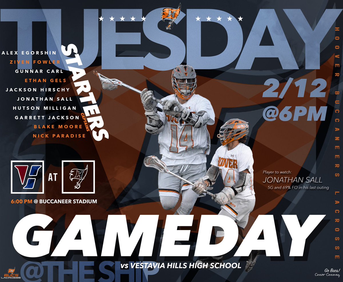 Come on out Tuesday Night! The Bucs take on <a href="/vhlacrosse/">Vestavia Hills Lacrosse</a> 6pm at the ship. It’s going to be a great game!