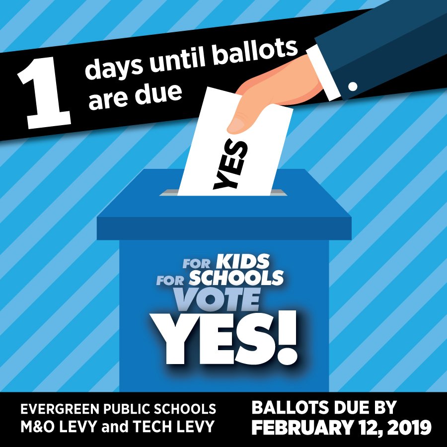 The deadline to turn in or mail your ballots is TOMORROW! Vote for those who can't vote, like the children in our Evergreen Public Schools. Be a voice for them. Vote YES for 💙 Evergreen Public Schools! #VanWA #IheartEPS
