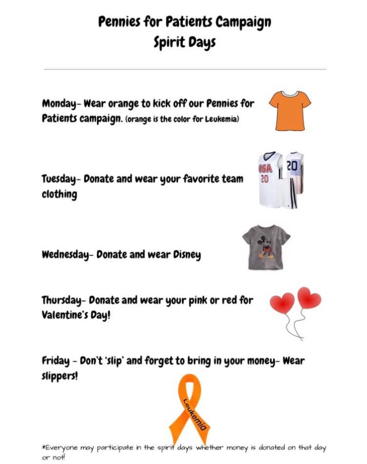 Wear your favorite team clothing Tuesday!  Don’t forget to donate!