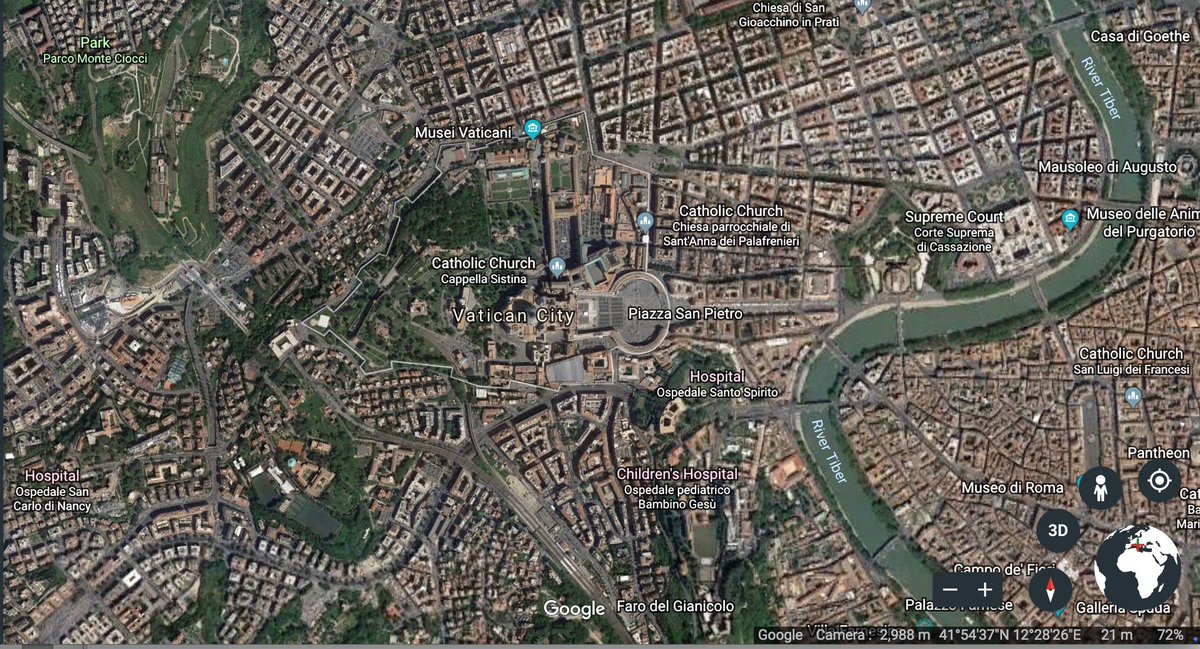 If you look at me in Google Earth you can see I am surrounded by beautiful churches, museums, and buildings of Rome, Italy. Urban Context!