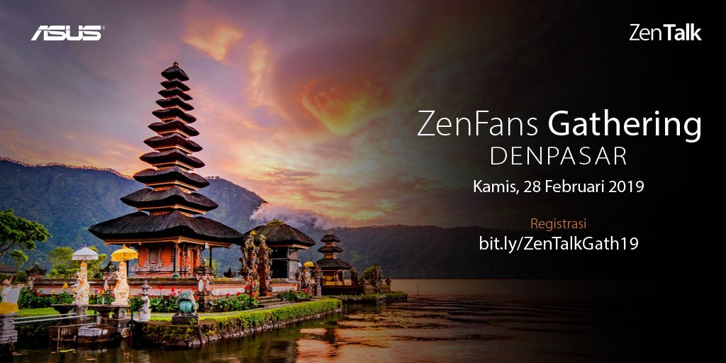 ASUS_Indonesia's tweet photo. Awal tahun 2019 ZenTalk akan mampir ke Bali!
Yuk ZenFans yang ada di area Denpasar ikut gathering ZenTalk pada tanggal 28 Febuari 2019.
Langsung daftar disini!
https://t.co/3EI3tuZGB7
#ZenTalkID #ZenFans #ZenTalkGathering2019 https://t.co/GmoGR9f6rc