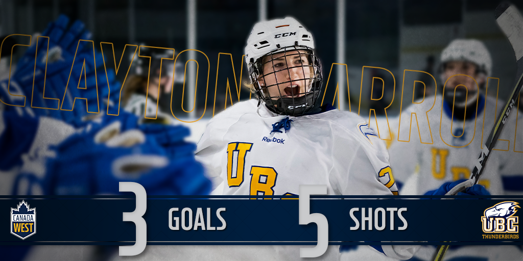 CanadaWest's tweet photo. WHKY ๐ #StatLineoftheWeek
Hannah Clayton-Carroll took advantage of the power play on Saturday, netting a hat-trick ina 6-1 @ubctbirds win! https://t.co/LRnm4tZfjC