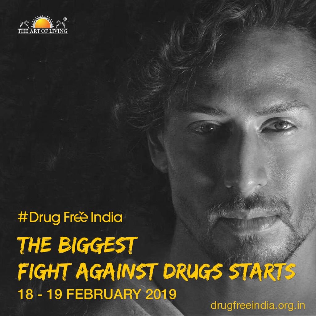 iTIGERSHROFF's tweet photo. I sincerely support this most needed initiative taken by @srisri for a #drugfreeindia. A great movement by @artofliving @Mahaveerjainmum https://t.co/1kMtJxcgtc