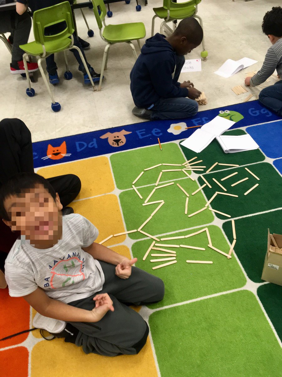 MoniqueSibilo's tweet photo. Some of the incredible, collaborative creations that students made using 100 popsicle sticks on the 100th day of school. #SuperCappy #collaborativemathandart #100thDayofSchool https://t.co/WaSybHkViz