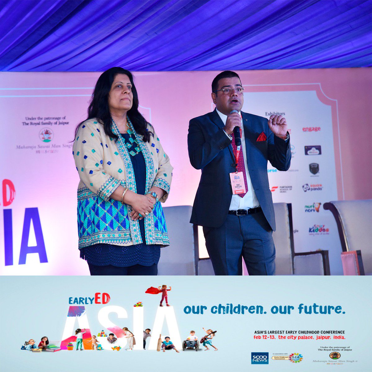 ScooNews's tweet photo. Dr. Swati Popat Vats and Ravi Santlani set the tone for Asia’s largest Early Childhood Education conference #EarlyEdAsia #EEA2019 #OurChildrenOurFuture in their welcome address https://t.co/thLw9BE4BB