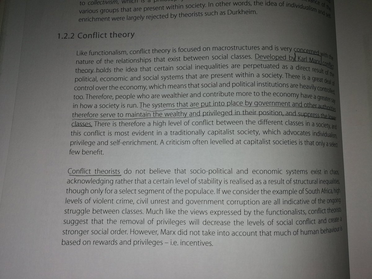 <a href="/ThulaniThuswa/">Thulani Thuswa</a> Conflict theory by Karl Max, read it you'll understand everything happening in our society.