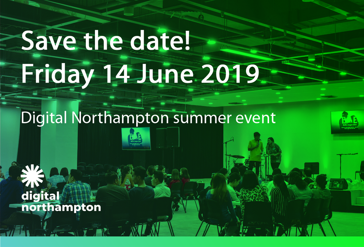 🌇 Planning your summer holidays yet? Try to keep Friday 14 June free! 

💡 We're organising a one-day event in Northampton to showcase our county's digital innovation.

🗣️ We'll be releasing more details closer to the time. If you'd like to get involved, let us know.