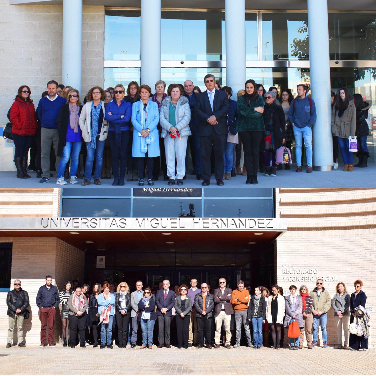 UniversidadMH's tweet photo. La #UMH guarda tres minutos de silencio en todos los campus por la víctima del caso de violencia de género ocurrido en Planes 💜 @UMH_igualdad 

https://t.co/a6HtZ50MU8 https://t.co/Z8Jt8mb0vM