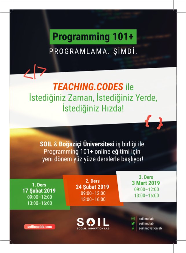 soilinnolab's tweet image. Boğaziçi Üniversitesi Teknoloji Transfer Ofisi onaylı sertifikayla üniversiteye bir adım önde başla!

SOIL, Boğaziçi Üniversitesi Teknoloji Transfer Ofisi ve @AbaEgitim 

Hemen Başvur : soilinnolab.com/programming-10…
