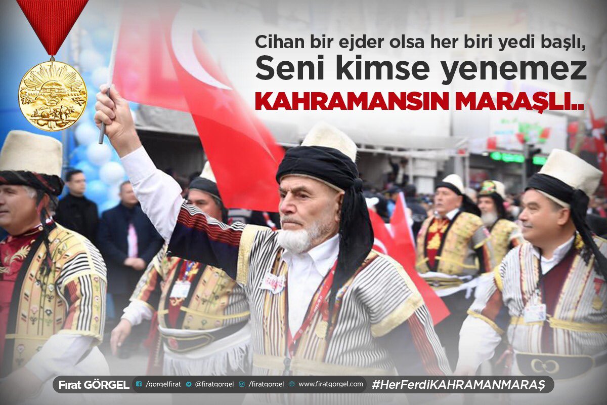 Cihan bir ejder olsa her biri yedi başlı, Seni kimse yenemez KAHRAMANSIN Maraşlı..

12 Şubat Kurtuluş Bayramımız kutlu olsun. 

#HerFerdiKAHRAMANMARAŞ #12ŞubatKurtuluşBayramı
#Kahramanmaraş