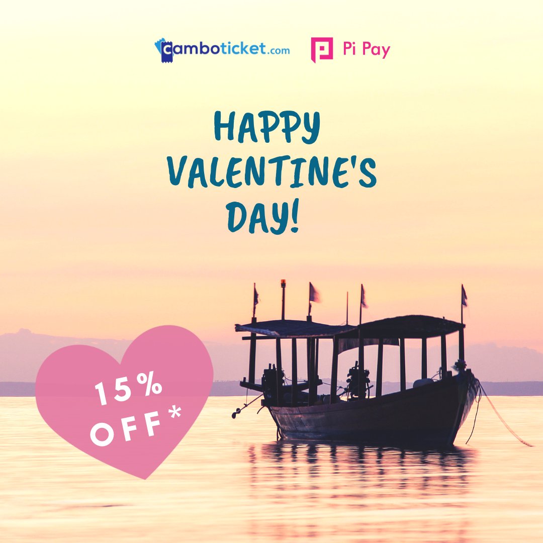 CamboTicket's tweet photo. Celebrate the LOVE with @CamboTicket and @pipaycambodia! Bring your loved ones on a trip for Valentine's Day and get 15% OFF! 💖
*Offer only valid from 12th to 17th of February 2019 on bus and ferry tickets. Book your trip now! 👉🏼https://t.co/vvyZYbcHXi 
#love #travel #booknow https://t.co/SVM6HH6dpM