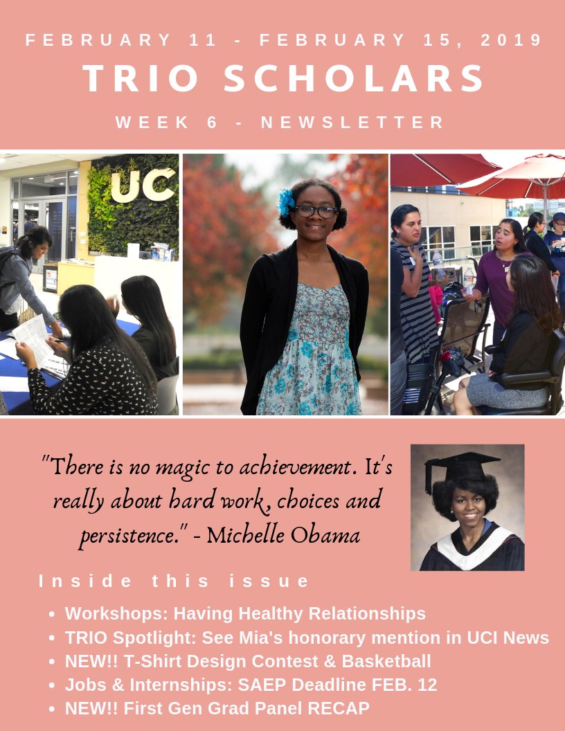 trio_uci's tweet photo. TRIO Scholars Newsletter- Feb. 11th - Feb. 15th - https://t.co/6ghngxEpQR https://t.co/XzhX31k44J