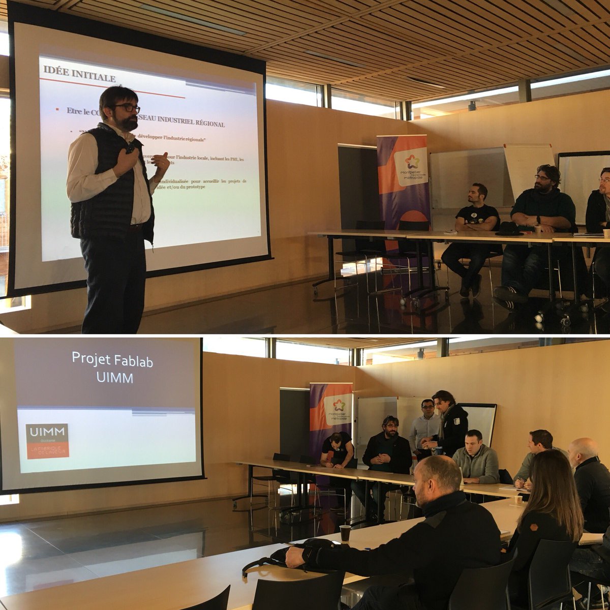 PFOccitanie's tweet photo. Le projet #FabLab #uimmlr présenté aux #startups du @BIC_Montpellier à #CapAlpha. Simon Philibert pitche le projet devant les pépites industrielles du territoire #Occitanie #montpellier #hardware @Montpellier3m @uimm https://t.co/11yZ2MvT5j