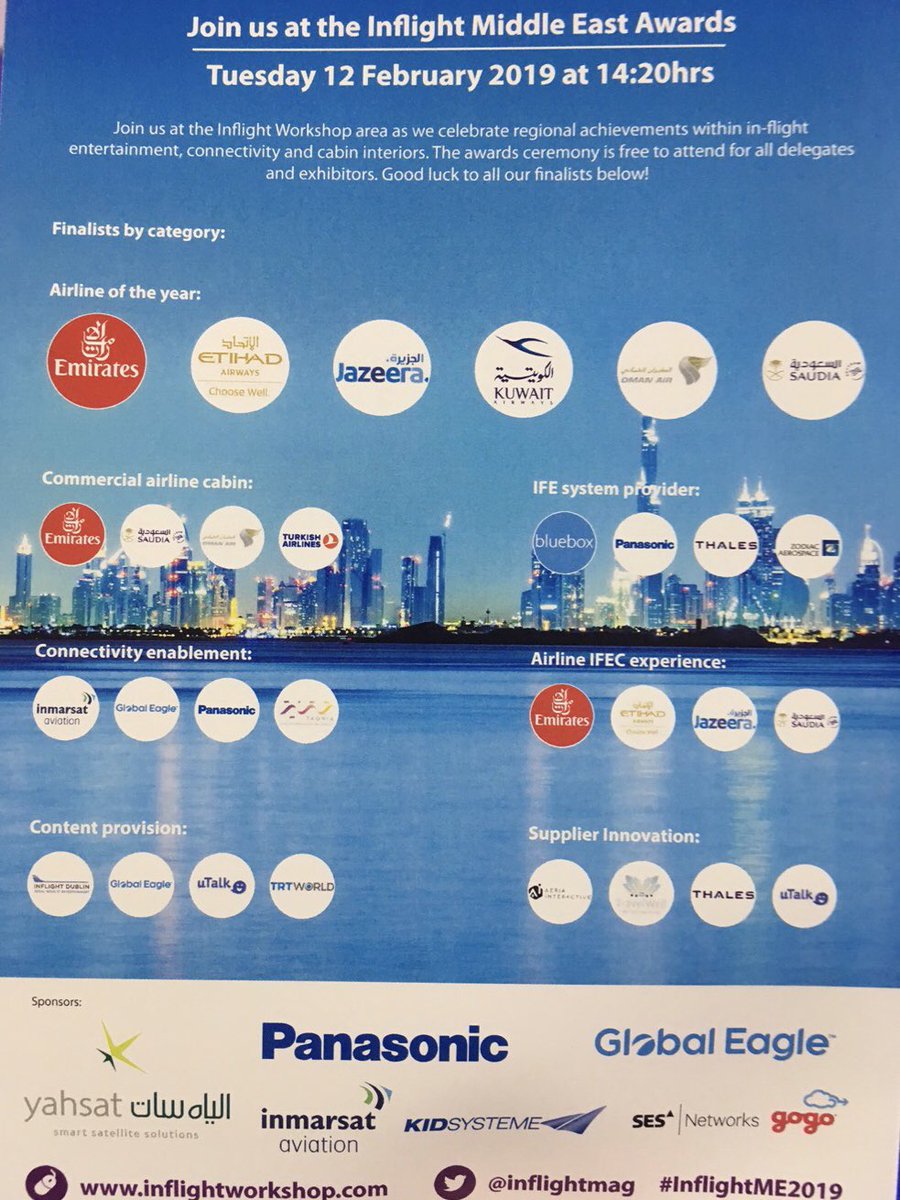 uTalk's tweet photo. We’re in Dubai for the awards ceremony of #inflightME2019 . 🎉🎉🎉We've been nominated for #awards in the Content Provision and the Supplier Innovation categories as a result of our collaboration with @emirates 👏👏👏
@inflightmag #IFE #AIME2019 #MRO2019 https://t.co/EPNWetE4GZ