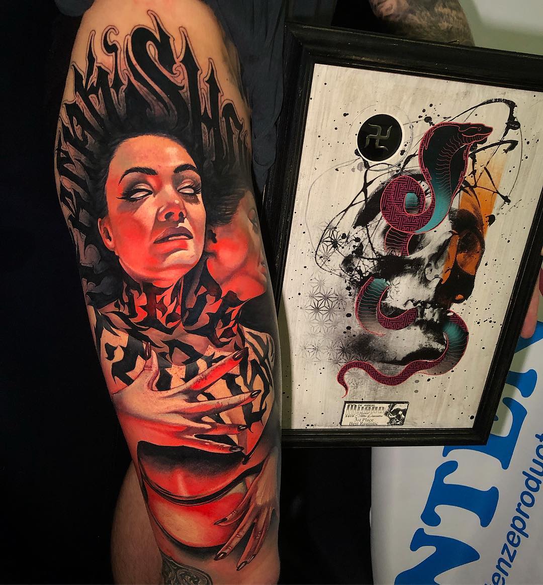 KillerInkTattoo's tweet photo. Well done to our good friend Benjamin Laukis for picking up 3rd Best of Show (and 3rd Best Realistic for a separate piece) at @Milanotattoocon! 🏆🏆

#killerink #tattoo #tattoos #bodyart #ink #tattooartist #tattooart #milanotattooconvention https://t.co/fwWdkk9nck