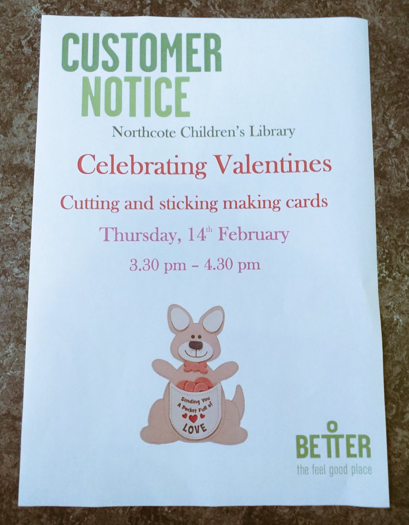 Valentine's Day Storytime &amp; Craft at #Northcote #library! ❤🌷 Children age 2+ are welcome to join us in making their own #ValentinesDay card on Thursday 14th February at 3.30pm! ✉🎈 #ValentinesDay2019
#ValentinesDayCards #LoveLibraries #LoveYourLocalLibrary #LoveIsInTheAir