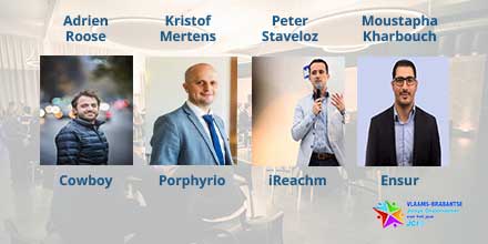De 4 kandidaten die op 28 maart strijden om de JCI Award Vlaams-Brabantse Jonge Ondernemer van het jaar 2019: <a href="/AdrienRoose/">Adrien Roose</a> (Cowboy_HQ) - <a href="/KrfMertens/">Kristof Mertens - Agri | Food | Tech | Venturing</a> (@porphyriodotcom) - Moustapha Kharbouch (#Ensur) - @PeterStaveloz (<a href="/iReachm/">iReachm</a>)
 Beslis mee wie wint: vlbrjo.be #VBJO19